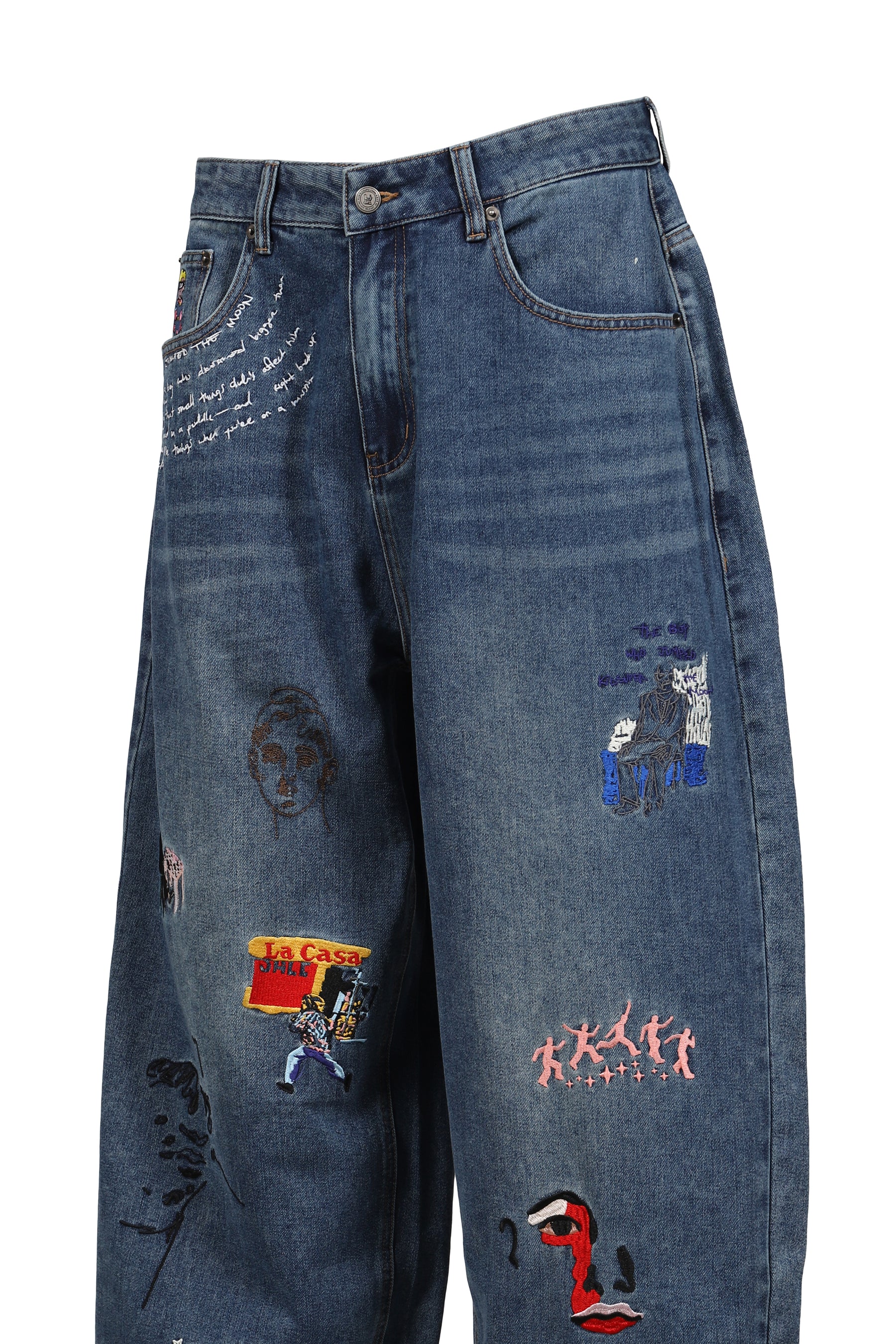 EMBROIDERED PAINTINGS BALLOON PANTS / BLU