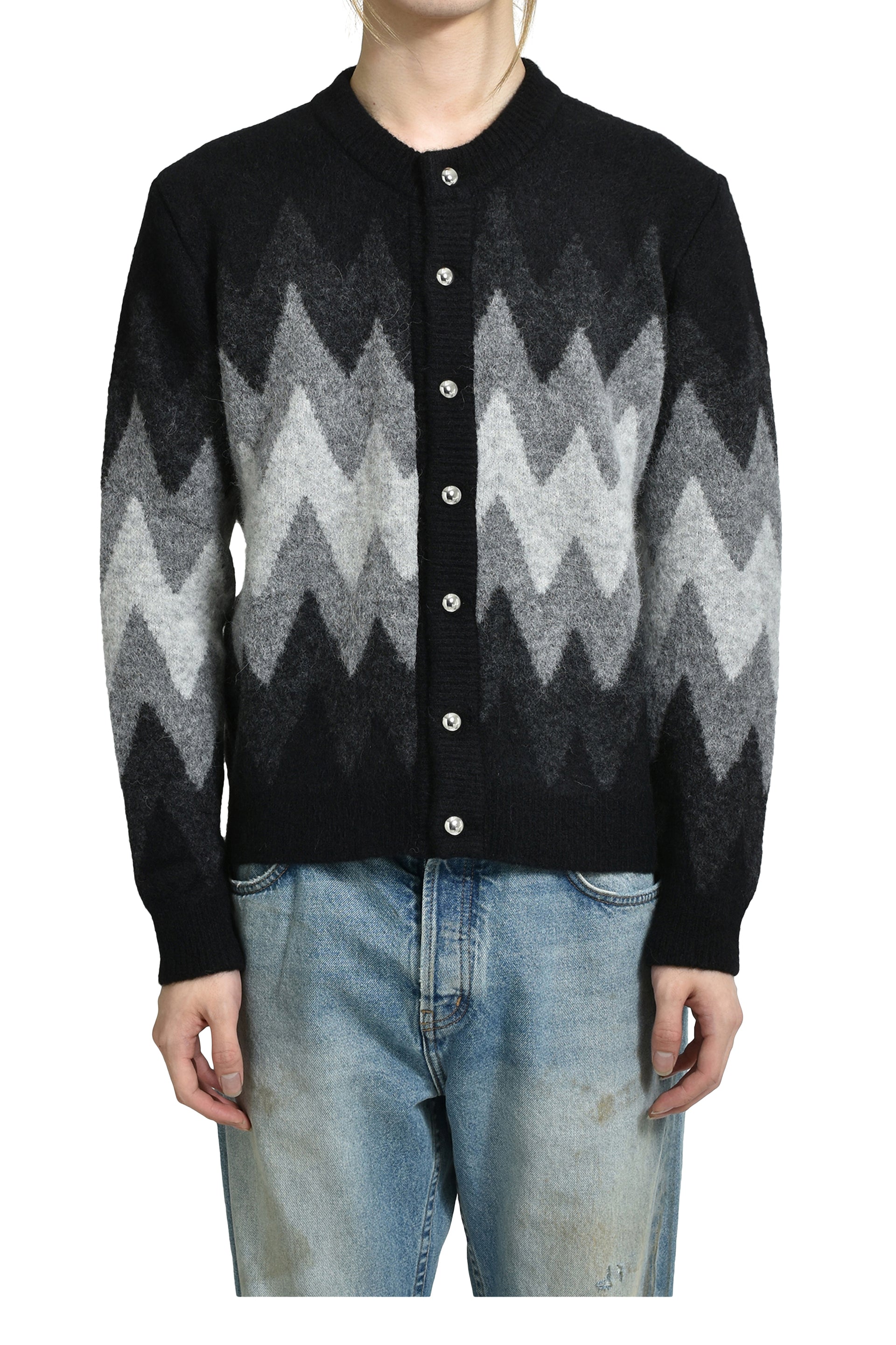 DEGRADE JACQUARD CARDIGAN / BLK GRY