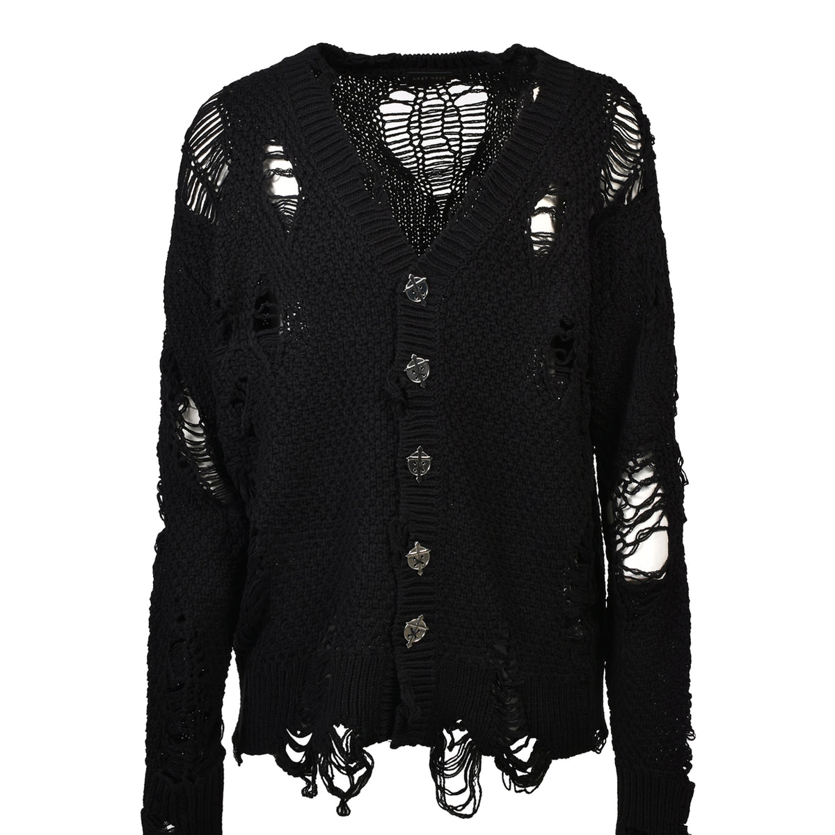 LAST NEST ラストネスト FW26 DAMAGED CARDIGAN / BLK - NUBIAN ヌビアン