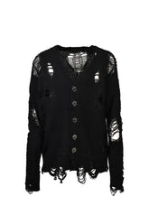 DAMAGED CARDIGAN / BLK