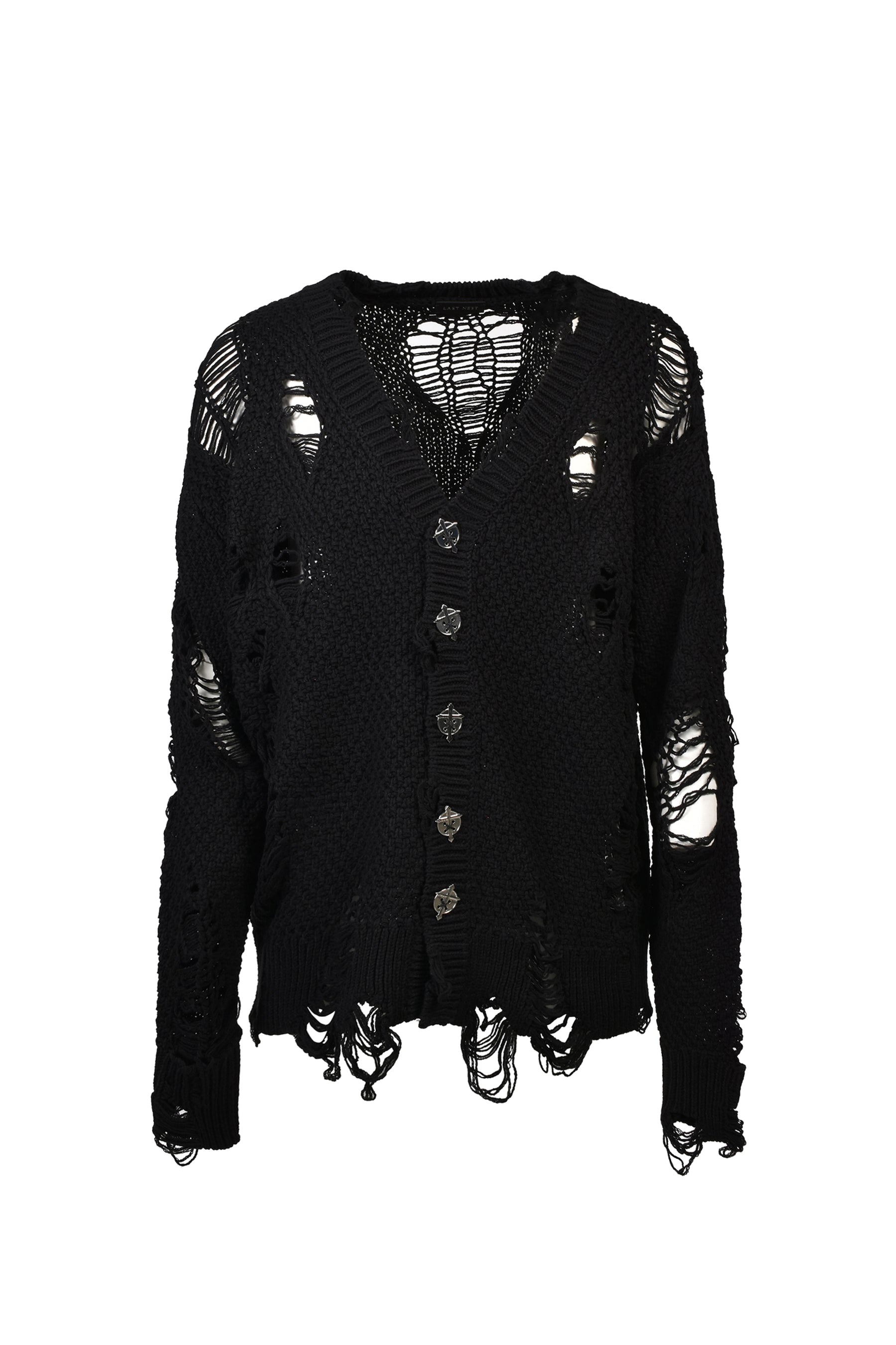 DAMAGED CARDIGAN / BLK