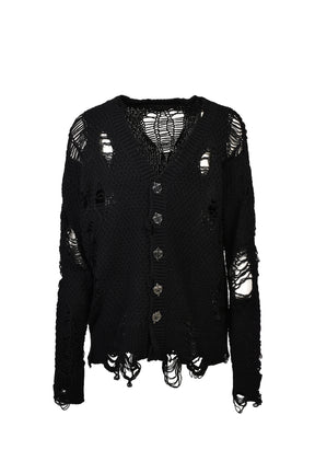 DAMAGED CARDIGAN / BLK