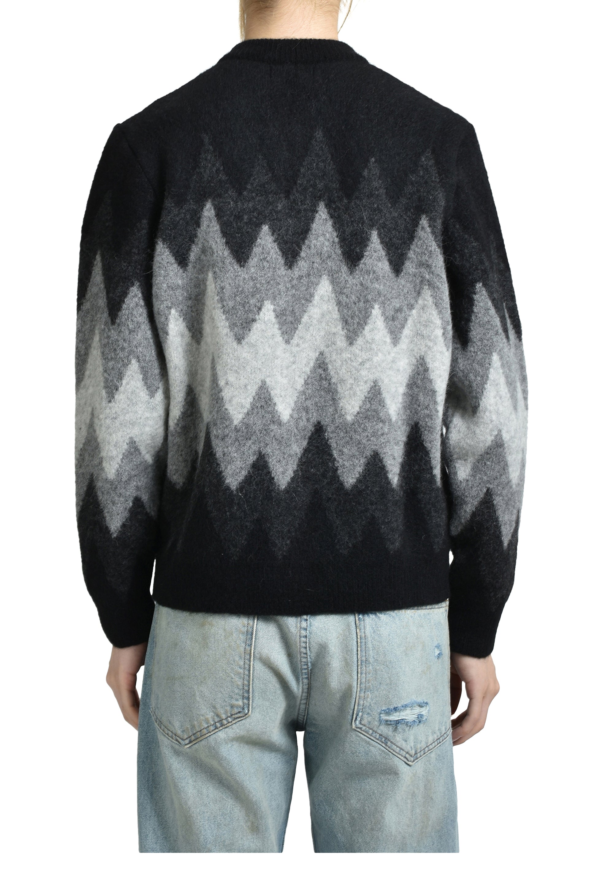 DEGRADE JACQUARD CARDIGAN / BLK GRY