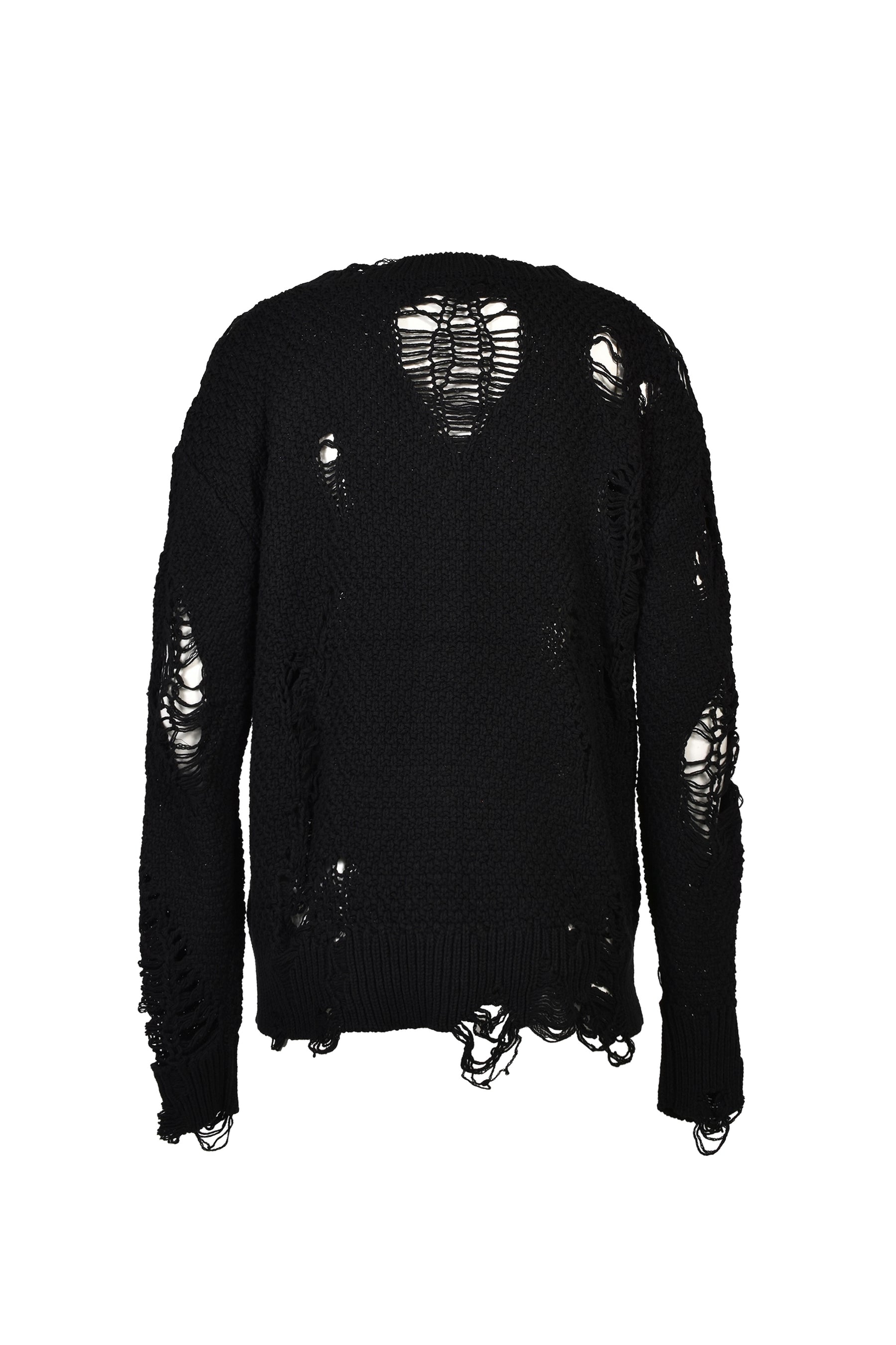 DAMAGED CARDIGAN / BLK