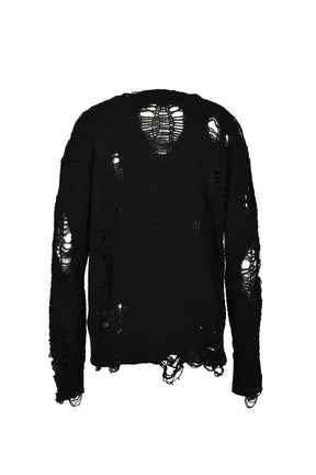 DAMAGED CARDIGAN / BLK