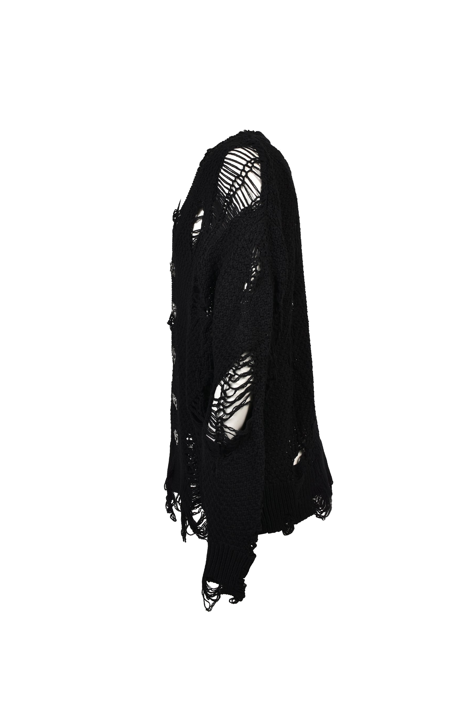 DAMAGED CARDIGAN / BLK