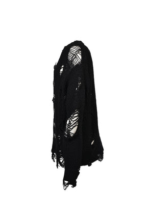 DAMAGED CARDIGAN / BLK