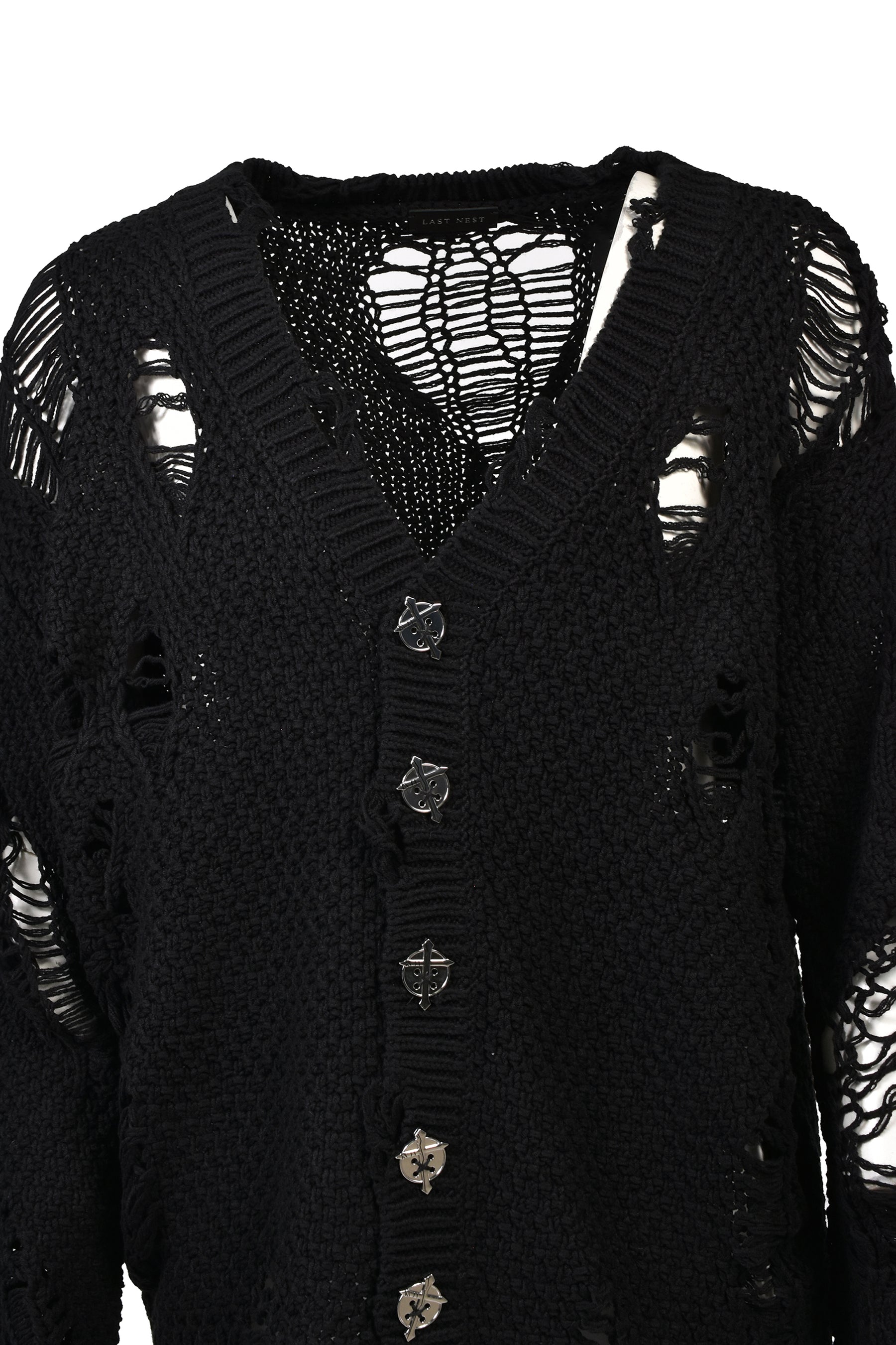 DAMAGED CARDIGAN / BLK