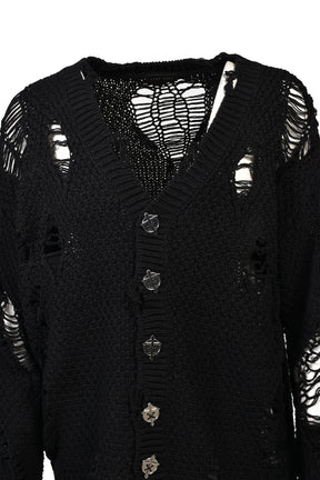 DAMAGED CARDIGAN / BLK