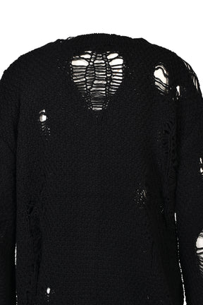 DAMAGED CARDIGAN / BLK