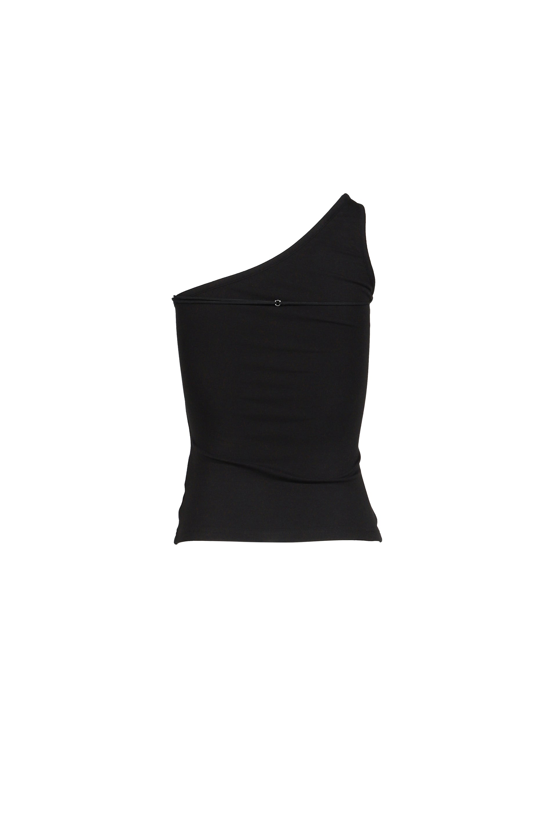 BADGE APPLIQU_ TIE-UP OFF-SHOULDER TOP / BLK
