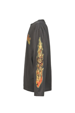FIRE LONG-SLEEVED T-SHIRT / CHARCOAL