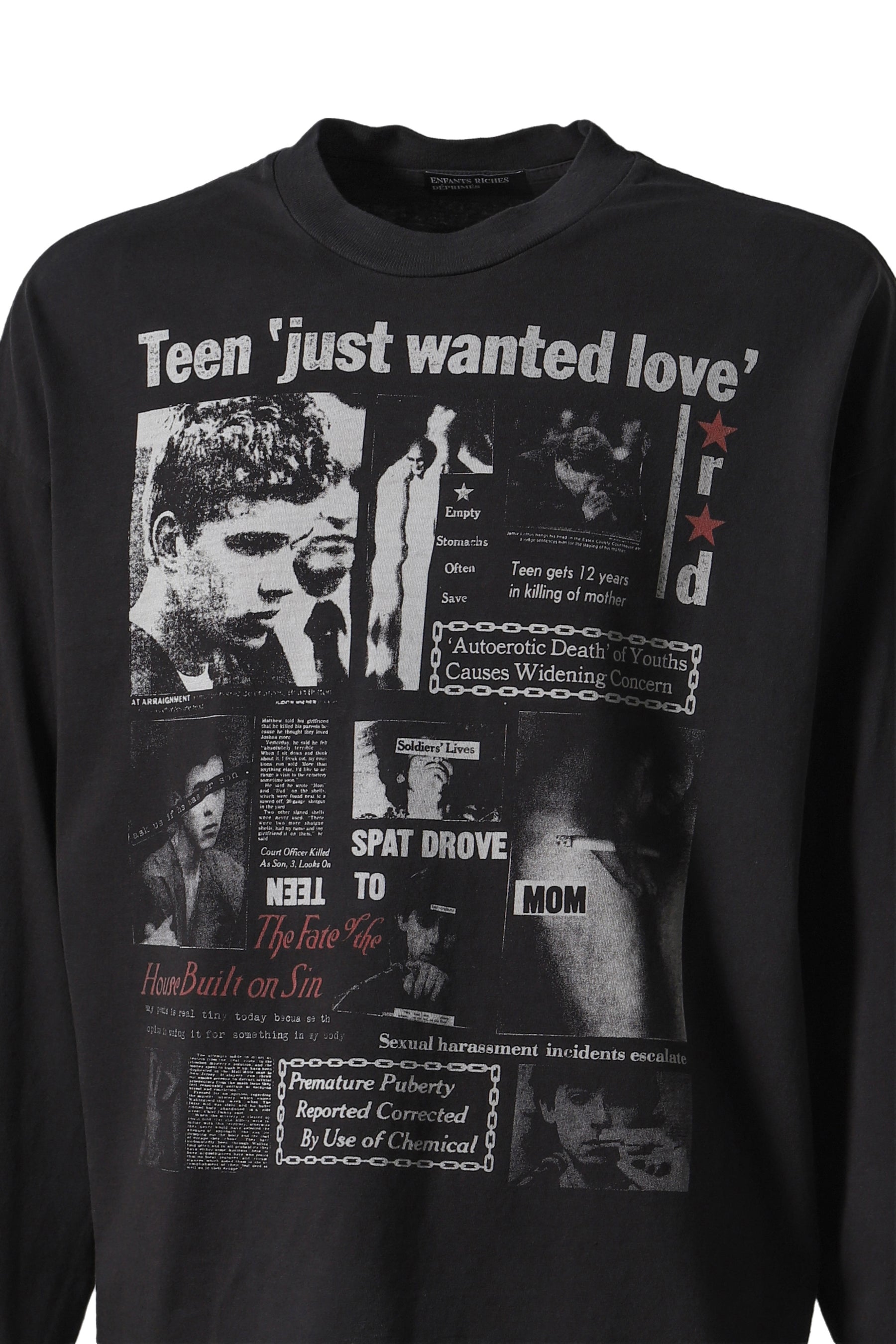 TEEN JUST WANTED LOVE LS T-SHIRT / FADED BLK