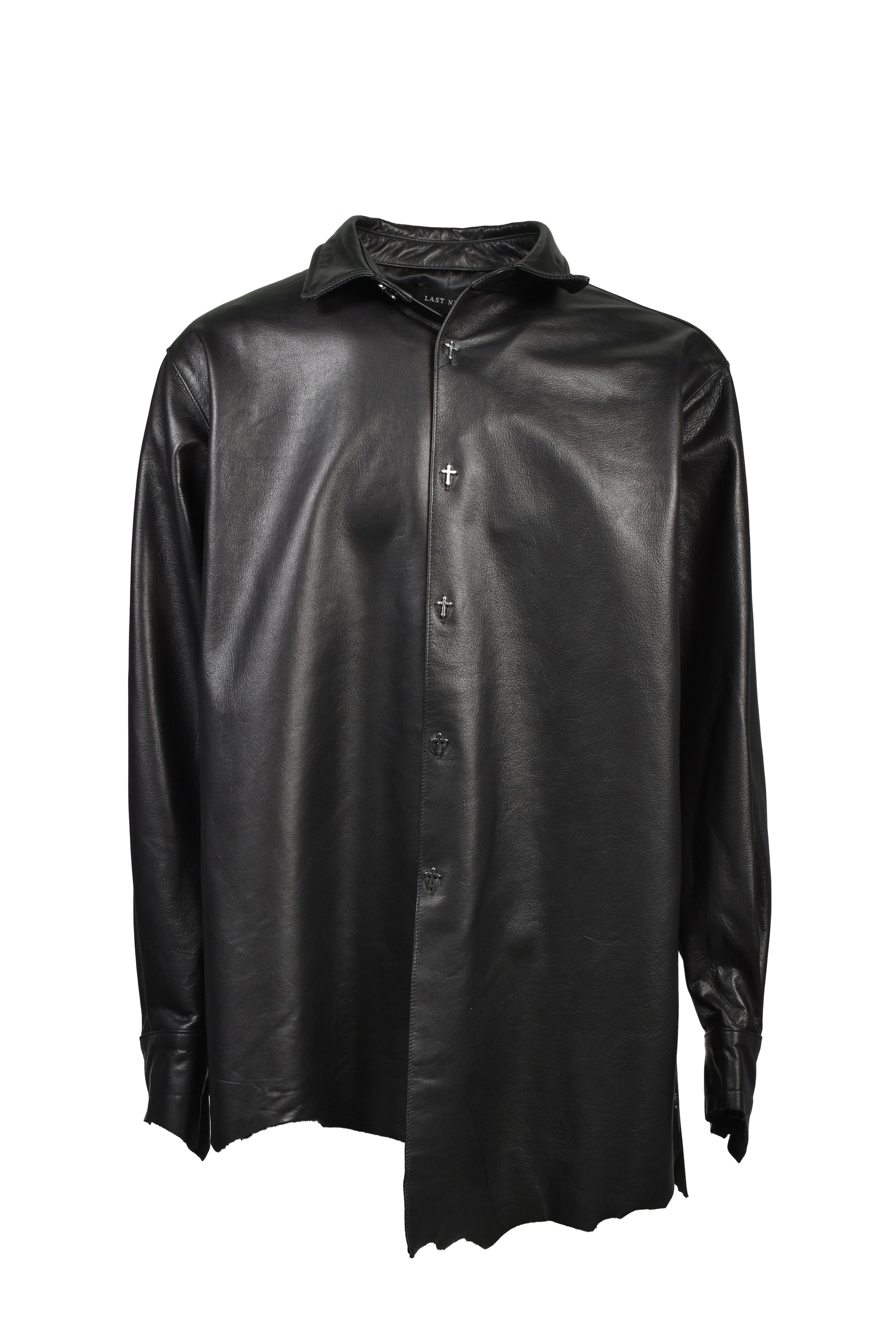 LEATHER L/S SHIRTS / BLK