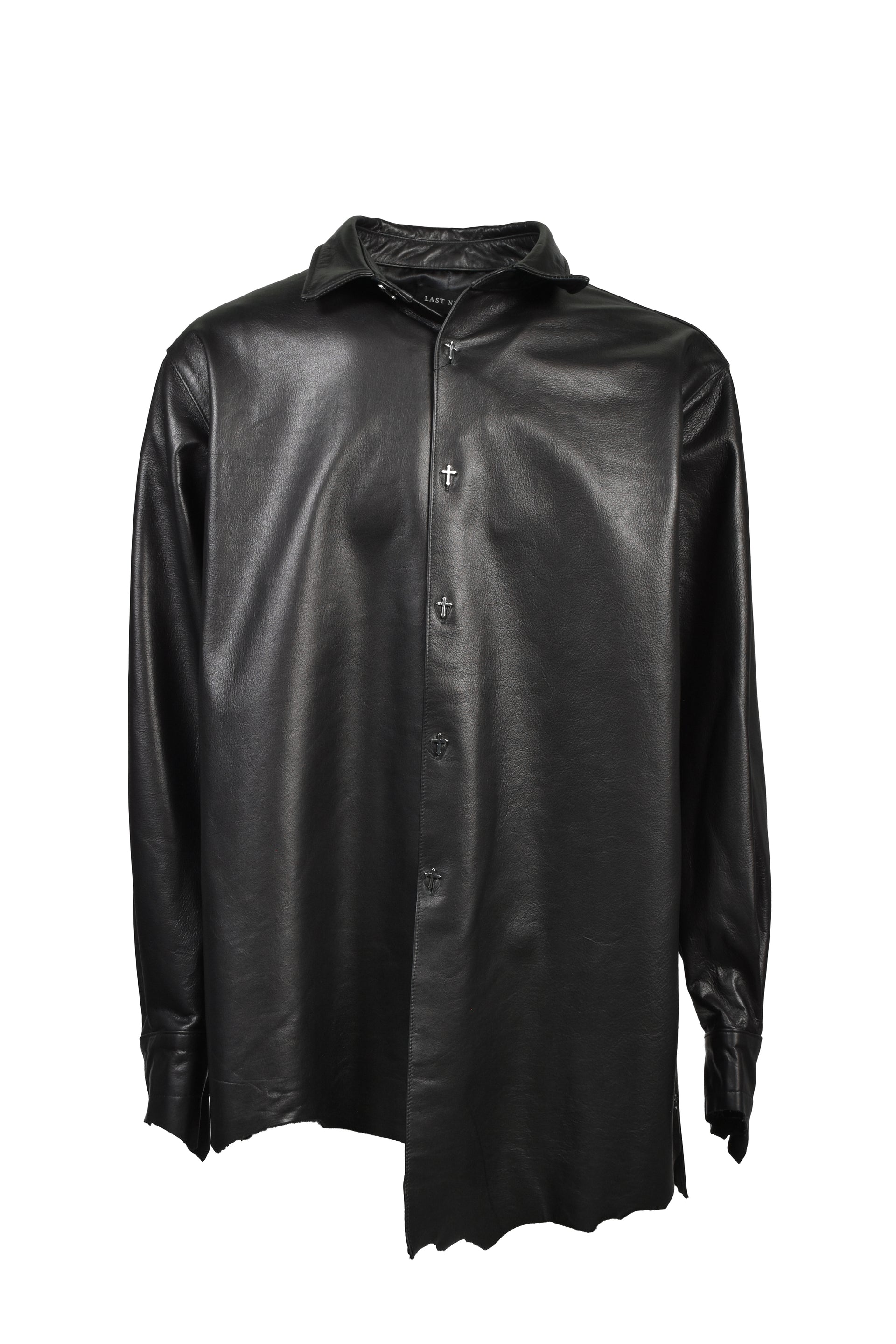 LEATHER L/S SHIRTS / BLK