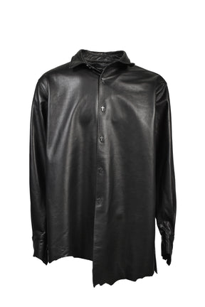 LEATHER L/S SHIRTS / BLK