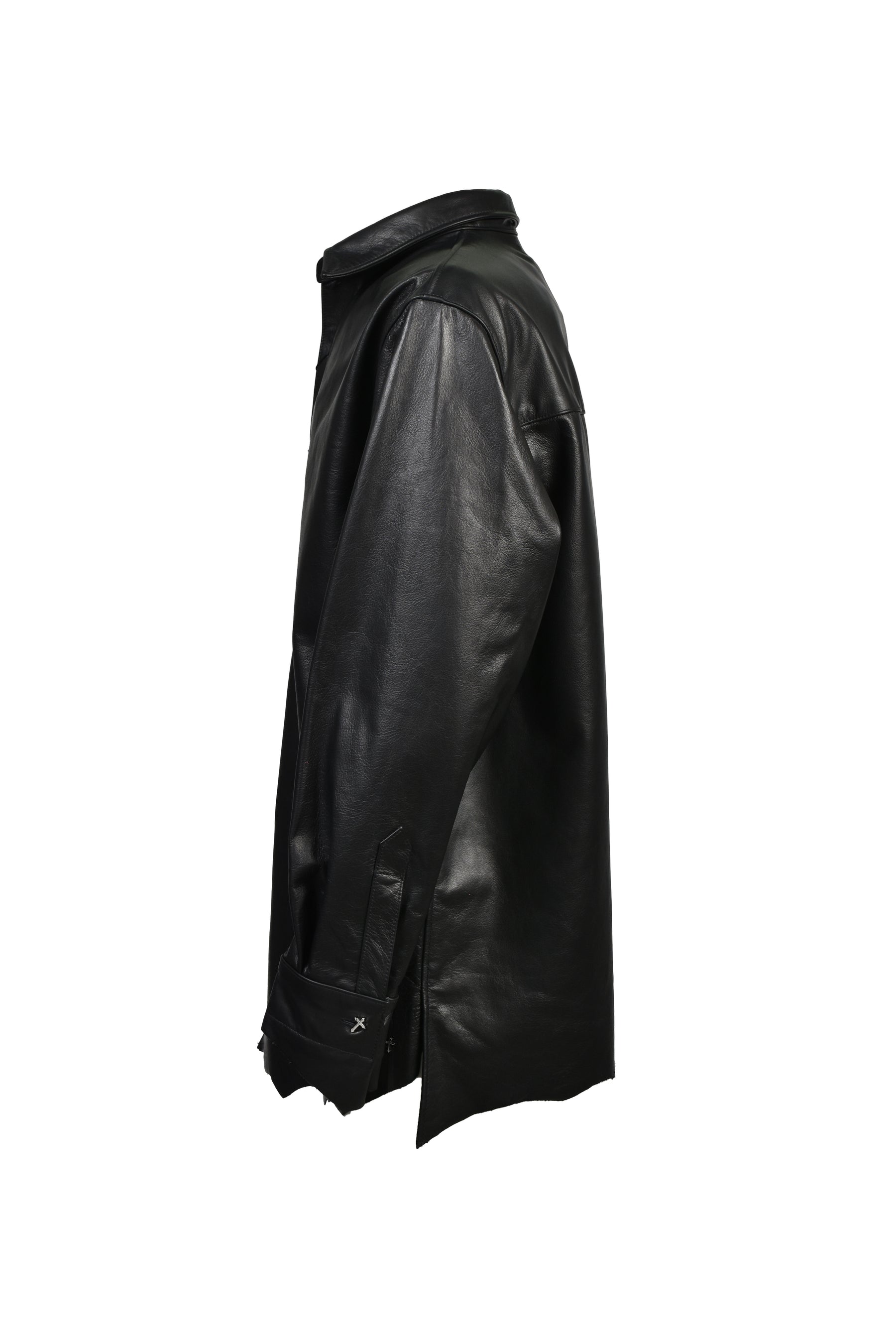 LEATHER L/S SHIRTS / BLK