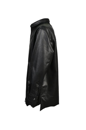 LEATHER L/S SHIRTS / BLK