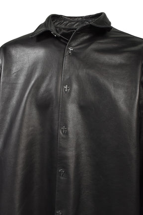 LEATHER L/S SHIRTS / BLK