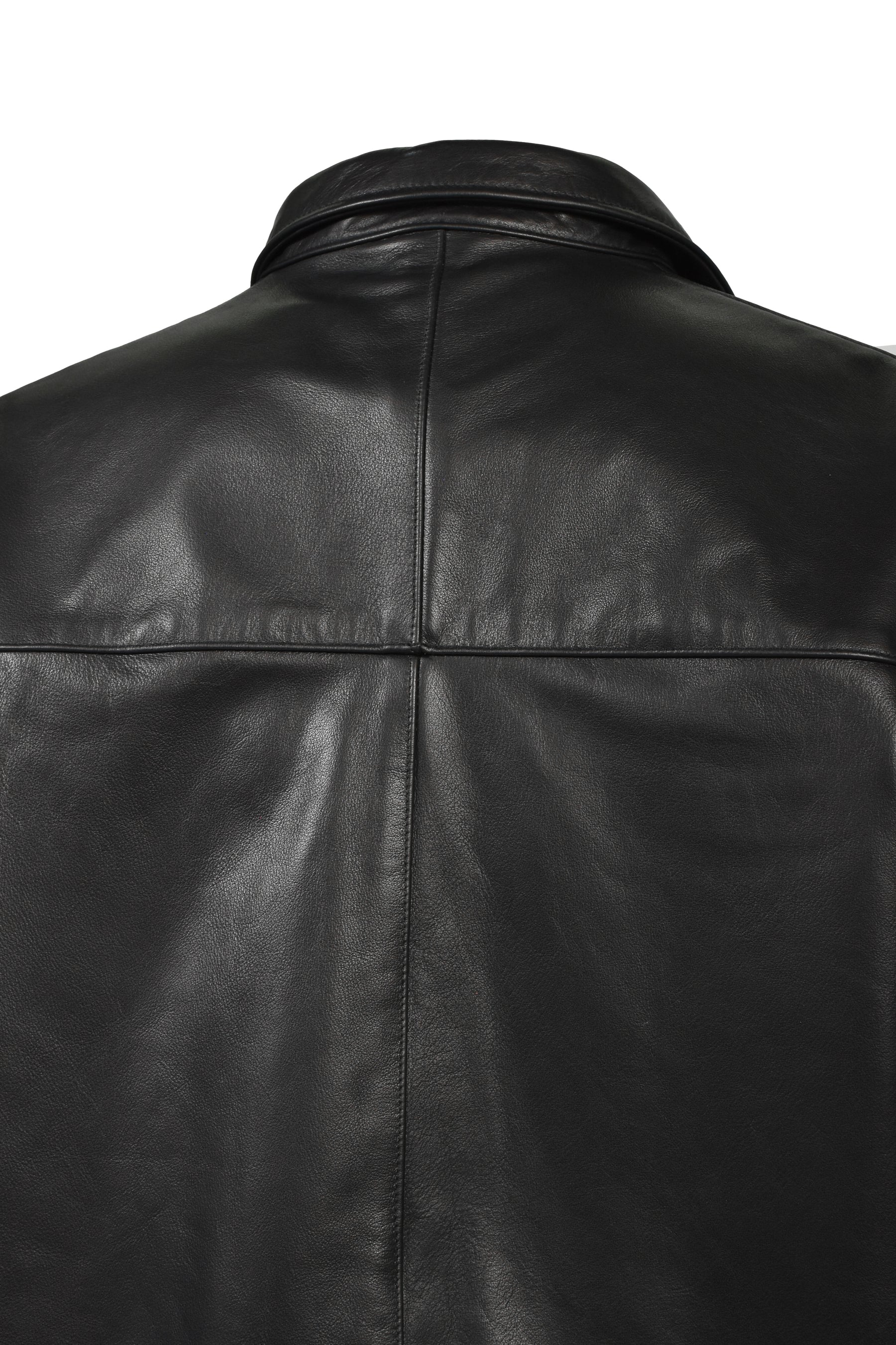 LEATHER L/S SHIRTS / BLK