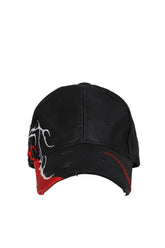 BOLSU WAXED DAMAGED CAP (EXCLUSIVE) / BLK/RED