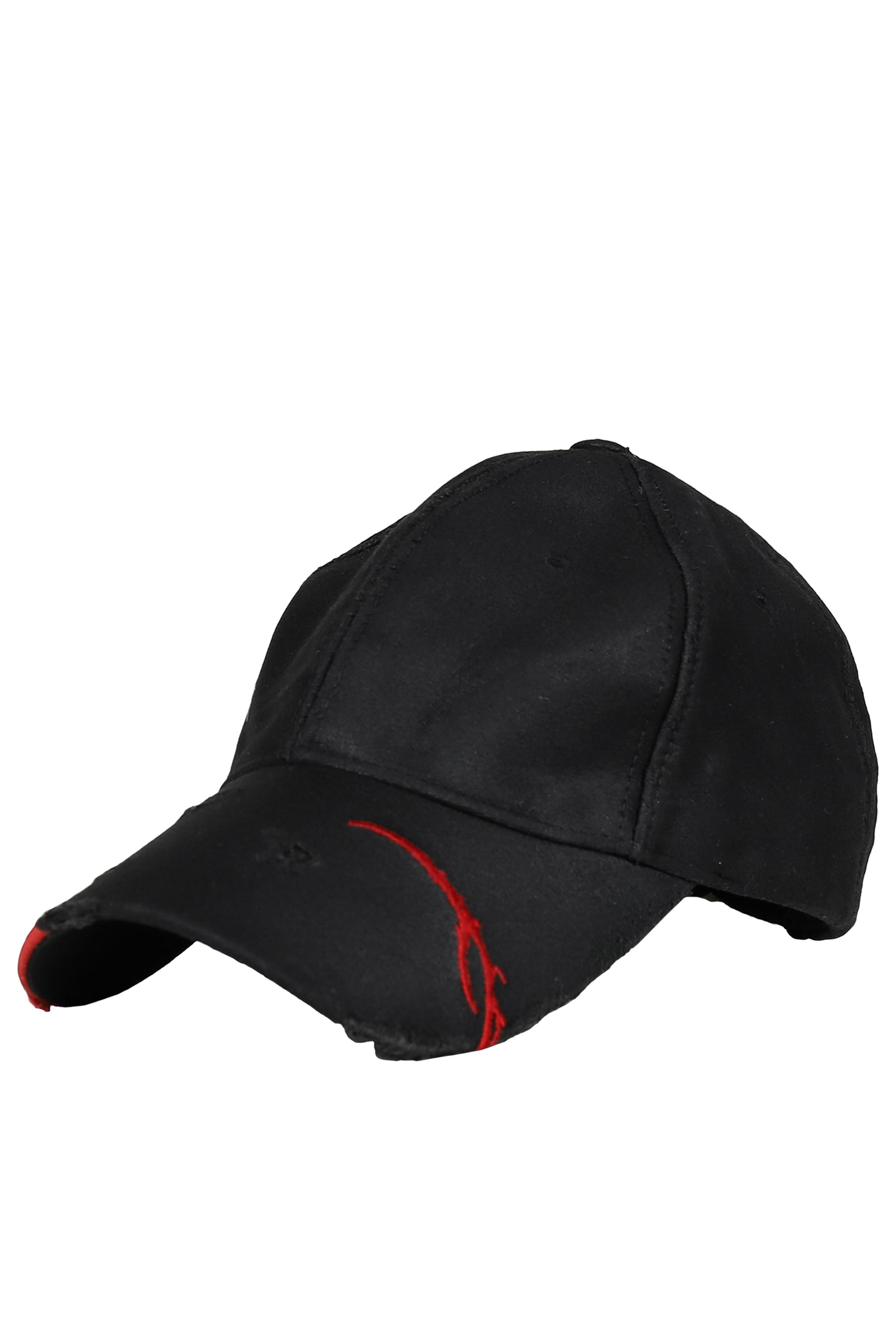 BOLSU WAXED DAMAGED CAP (EXCLUSIVE) / BLK/RED