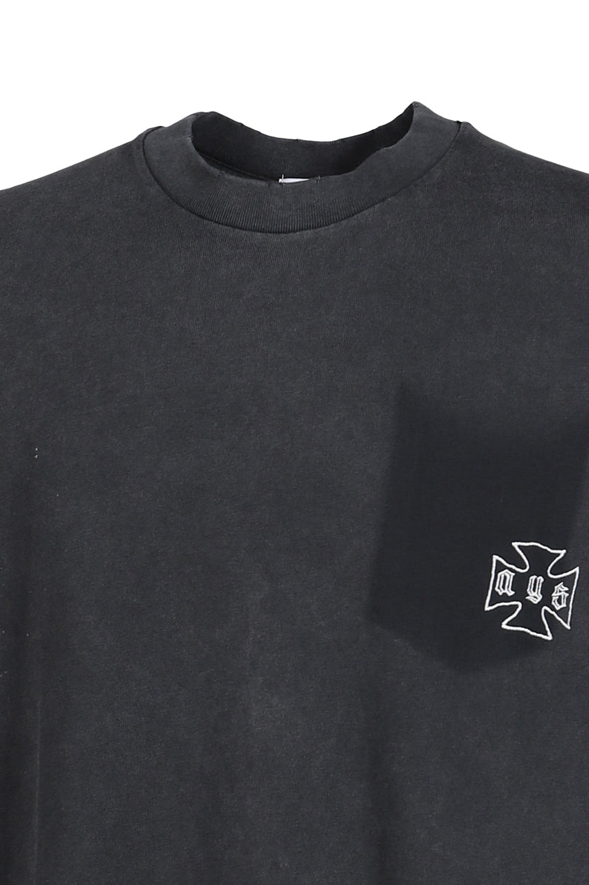 STAINED POCKET T / VINTAGE BLACK