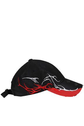 BOLSU WAXED DAMAGED CAP (EXCLUSIVE) / BLK/RED