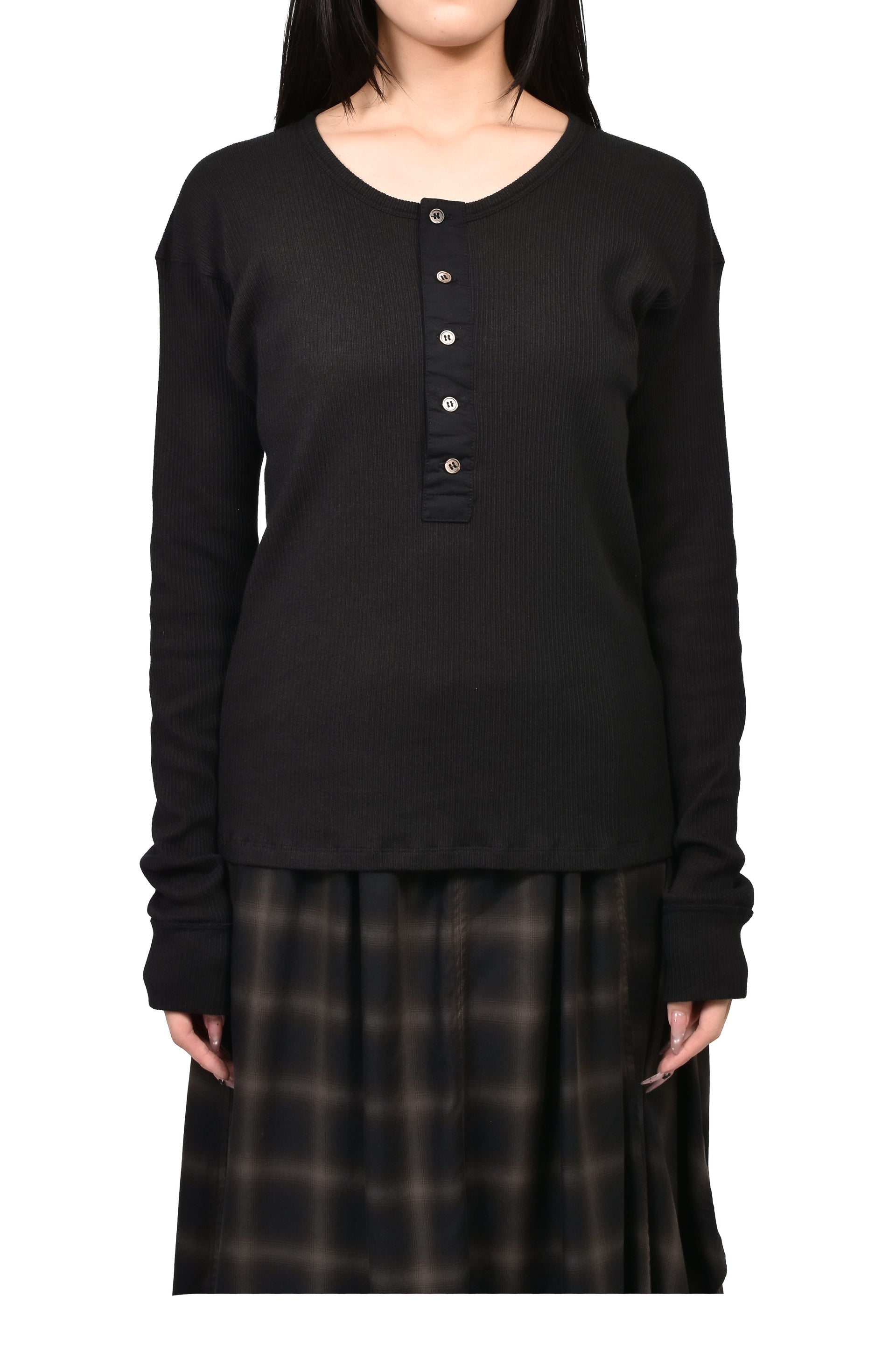 GENTLE HENLEY LONGSLEEVE / BLK