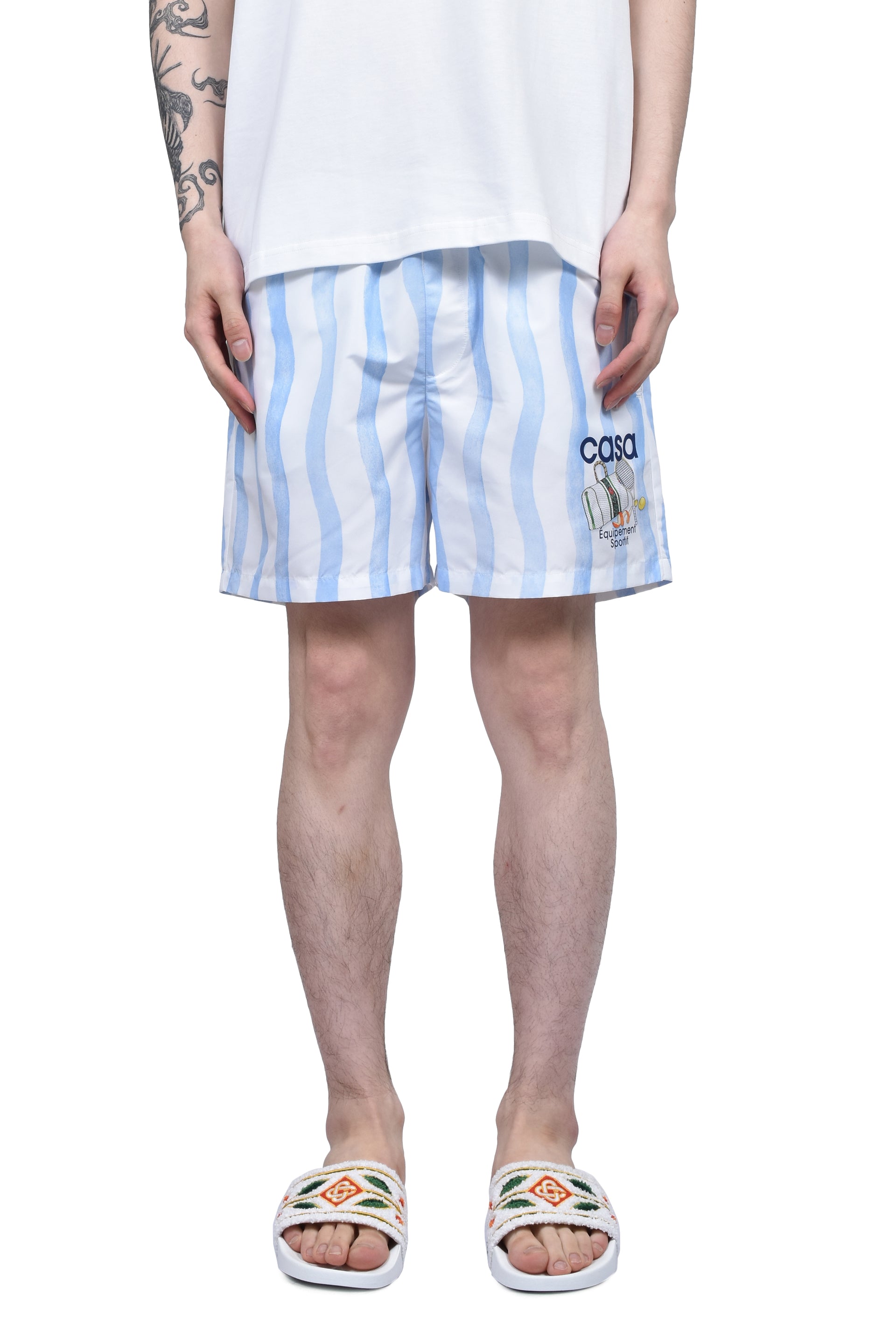 MENS PRINTED SWIMSHORTS / BLU WAVE STRIPE