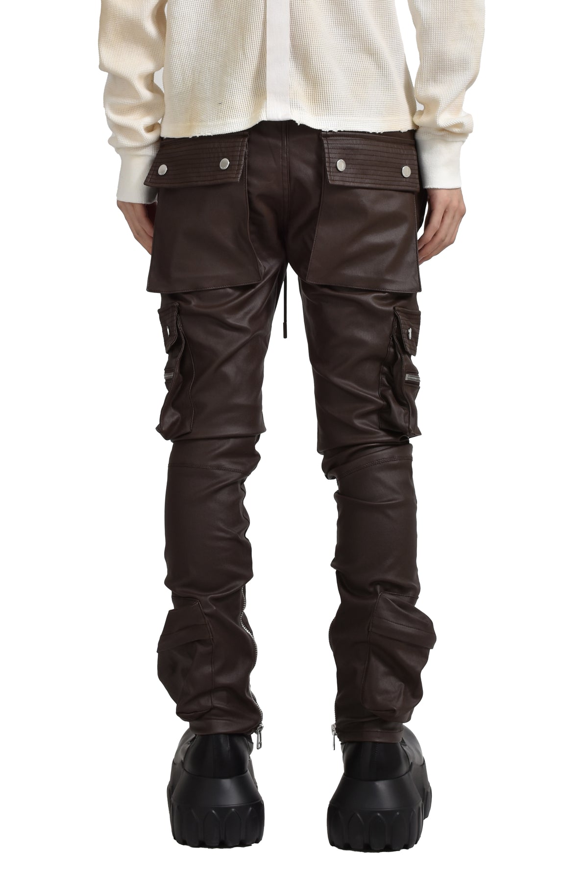 TYPE-4 SLIM STRETCH WAX CARGO PANTS / BRW