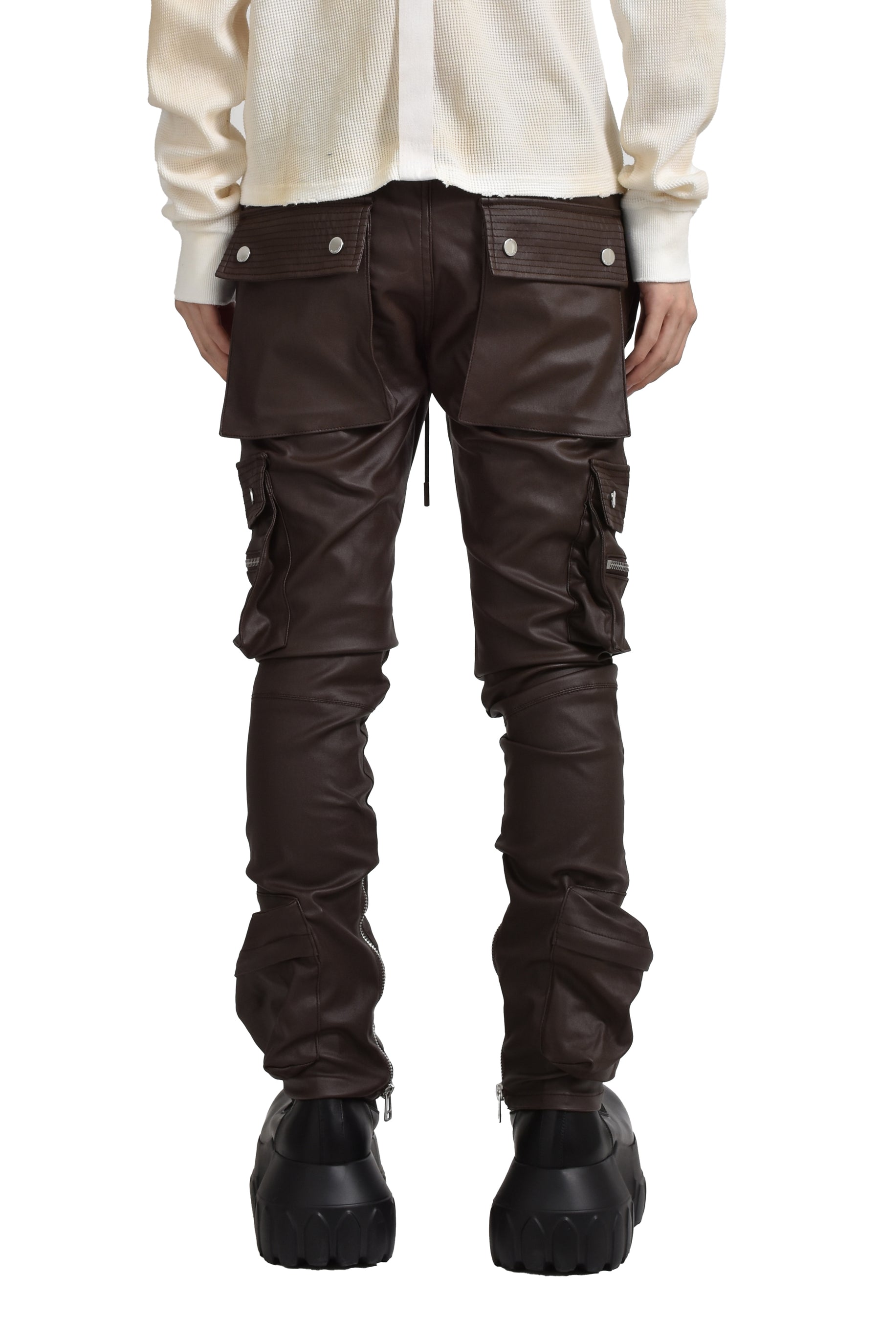 TYPE-4 SLIM STRETCH WAX CARGO PANTS / BRW