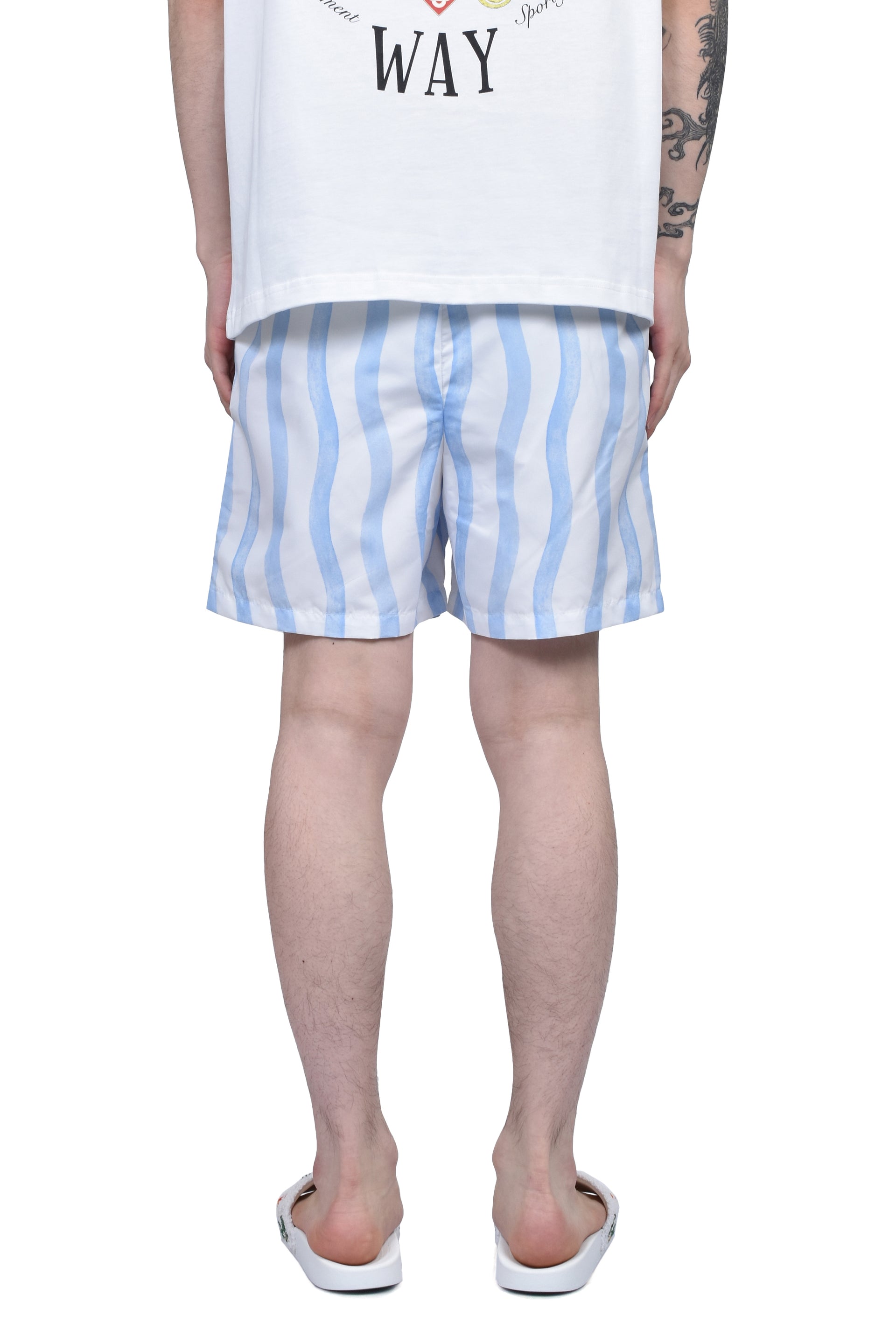 MENS PRINTED SWIMSHORTS / BLU WAVE STRIPE