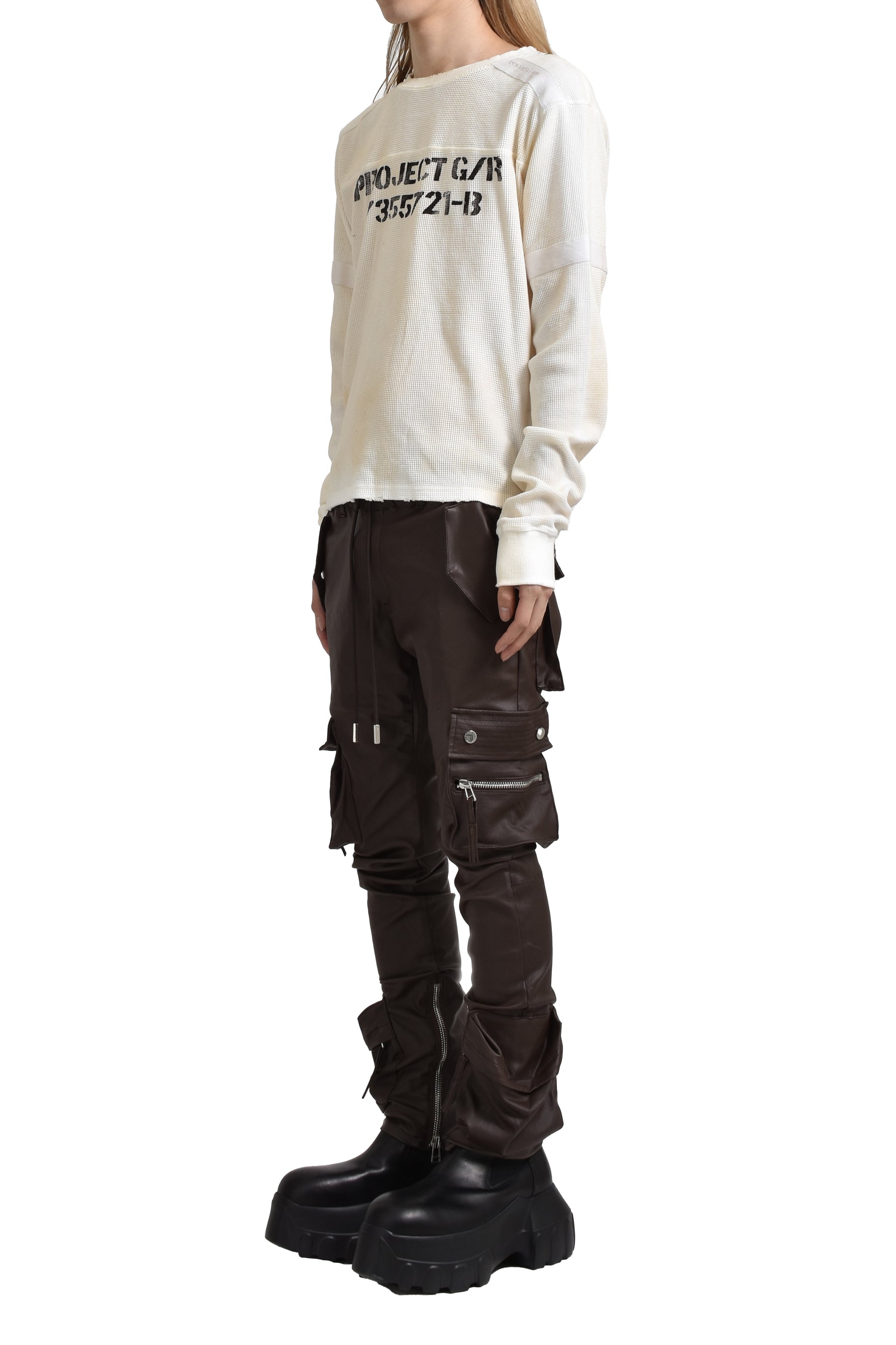 TYPE-4 SLIM STRETCH WAX CARGO PANTS / BRW