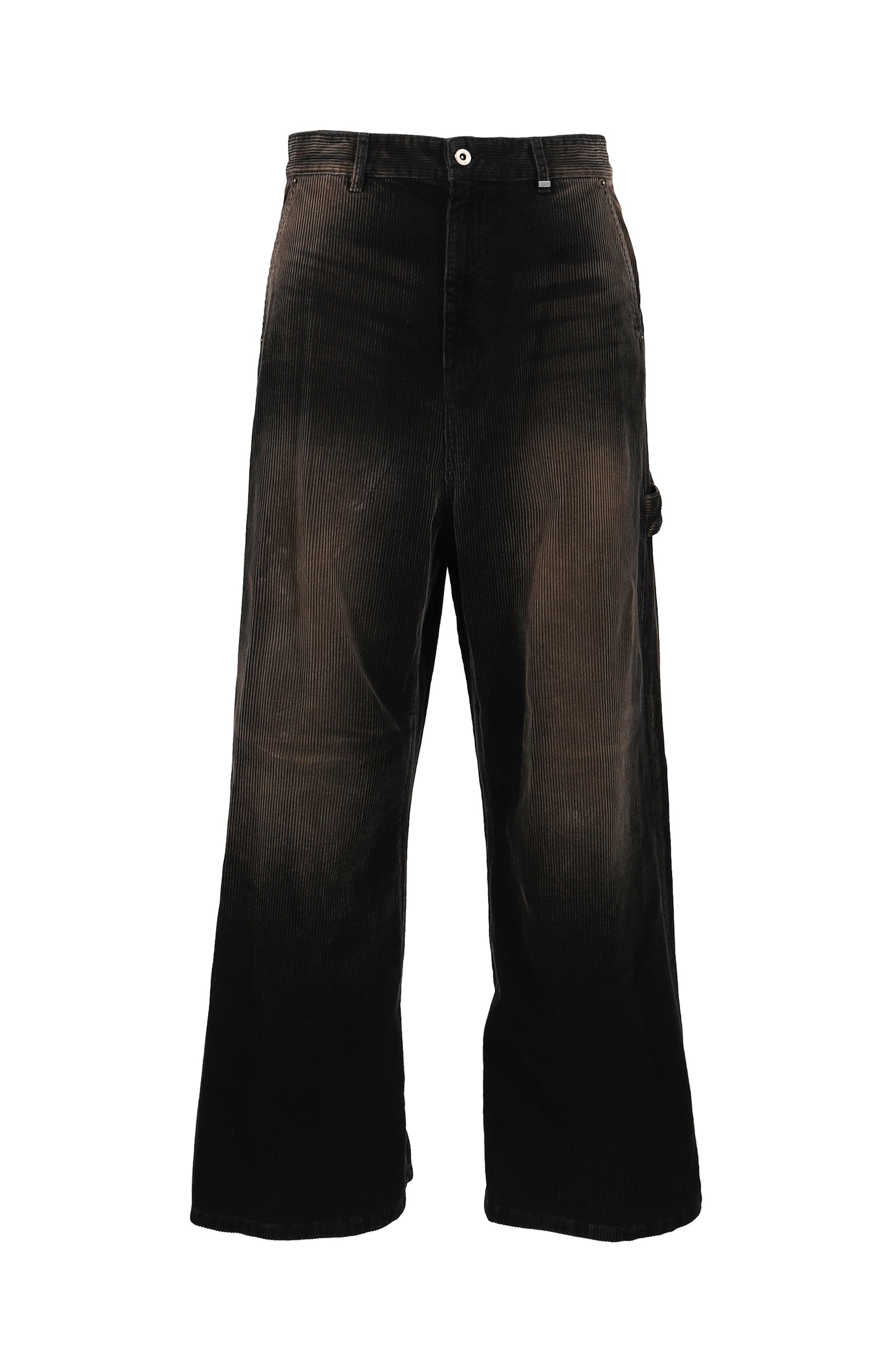 BLACK MENS VINTAGE WASH CORDUROY TROUSERS / BLK