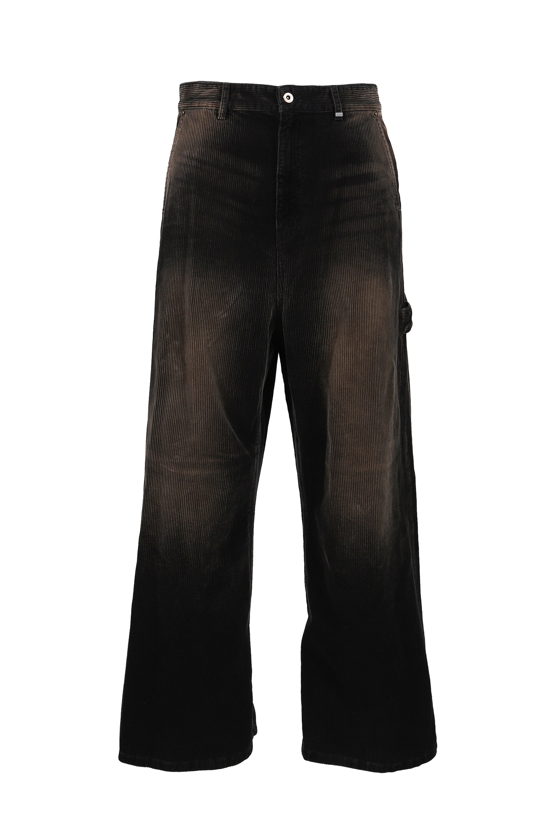 BLACK MENS VINTAGE WASH CORDUROY TROUSERS / BLK