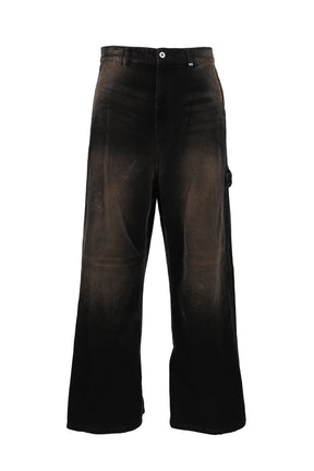 BLACK MENS VINTAGE WASH CORDUROY TROUSERS / BLK