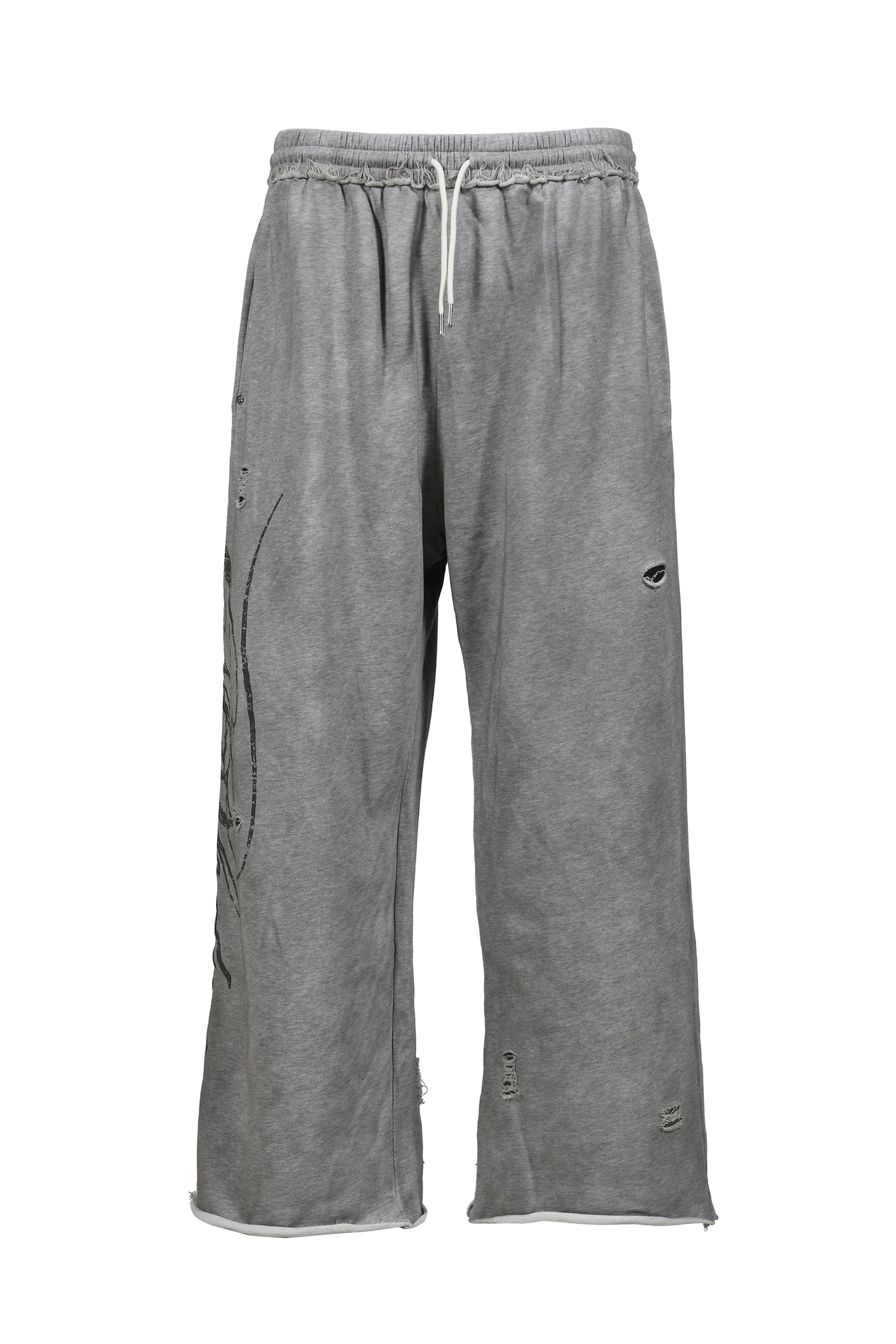 DISTRESSED SCRIPT SWEATPANT / GRY