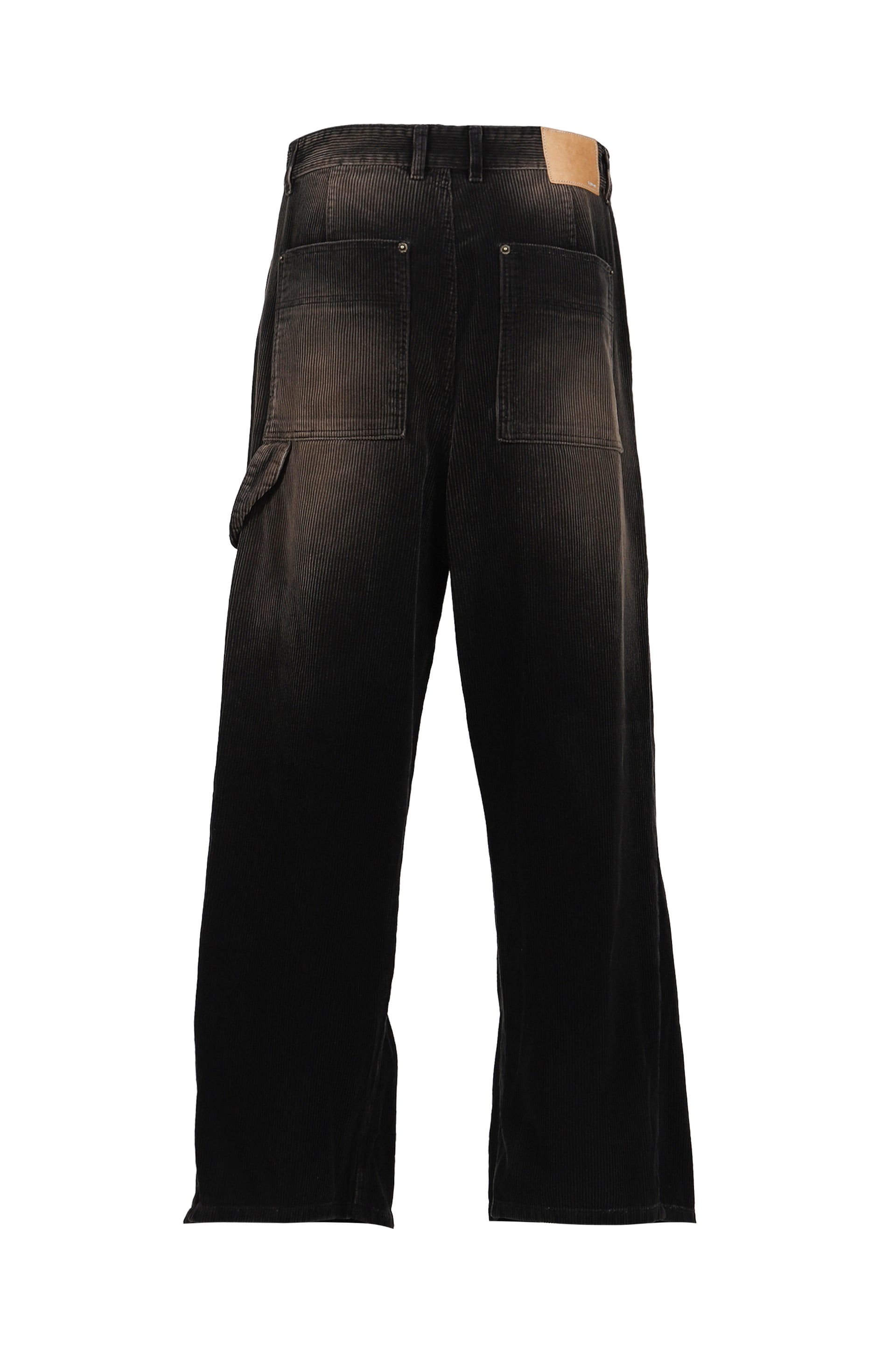 BLACK MENS VINTAGE WASH CORDUROY TROUSERS / BLK