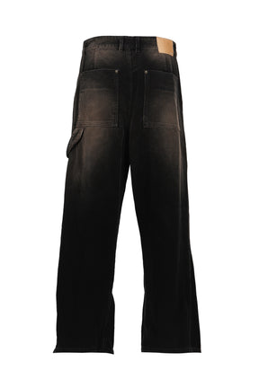 BLACK MENS VINTAGE WASH CORDUROY TROUSERS / BLK