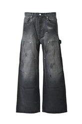 COATING DOUBLE KNEE DENIM PANTS / BLK
