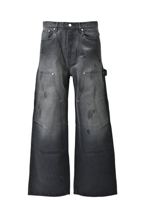 COATING DOUBLE KNEE DENIM PANTS / BLK