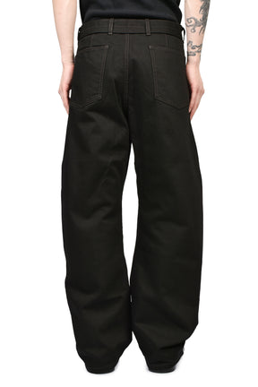 TWISTED BELTED PANTS / BLK