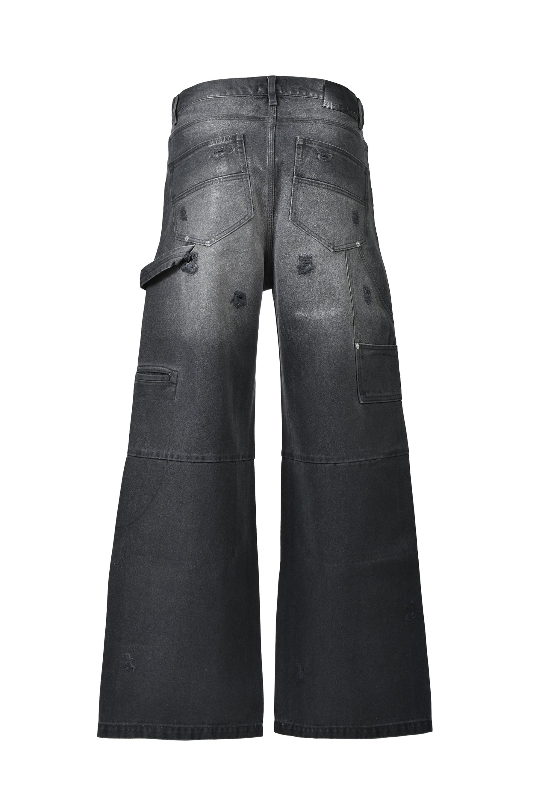 COATING DOUBLE KNEE DENIM PANTS / BLK