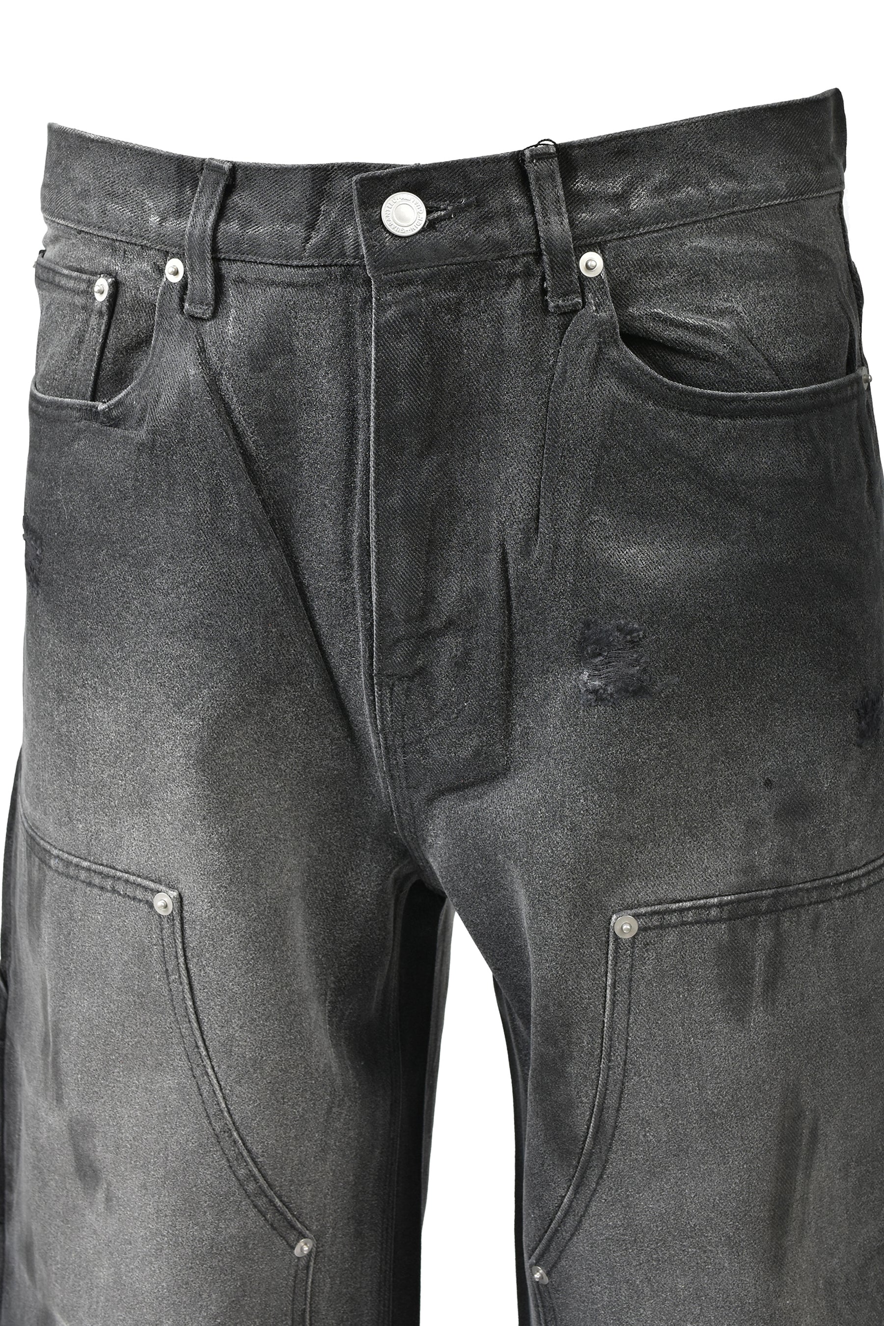 COATING DOUBLE KNEE DENIM PANTS / BLK