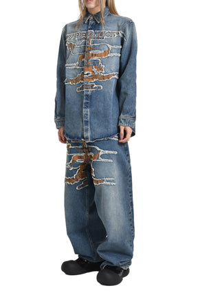 PARIS' BEST PATCH DENIM SHIRT / VINTGE BLU