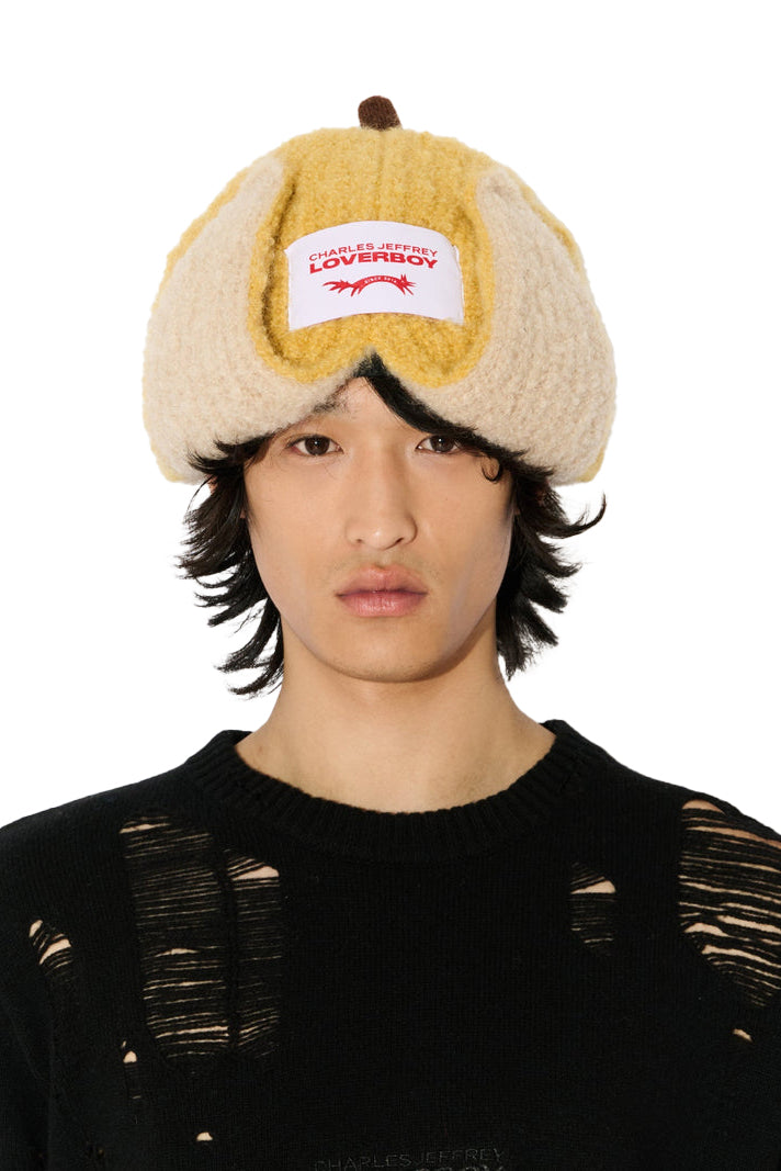 MOHAIR CHUNKY BANANA BEANIE / YEL 