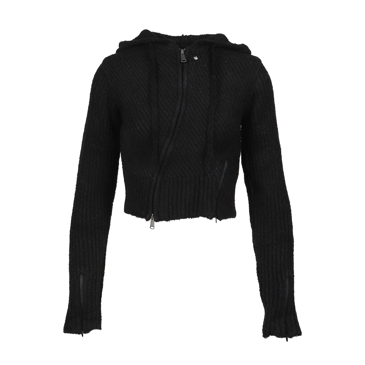 VACANT Archive FW25 MORO KNITTED HOODIE ZIP-UP / BLACK - NUBIAN