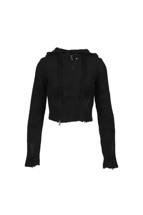 MORO KNITTED HOODIE ZIP-UP / BLK
