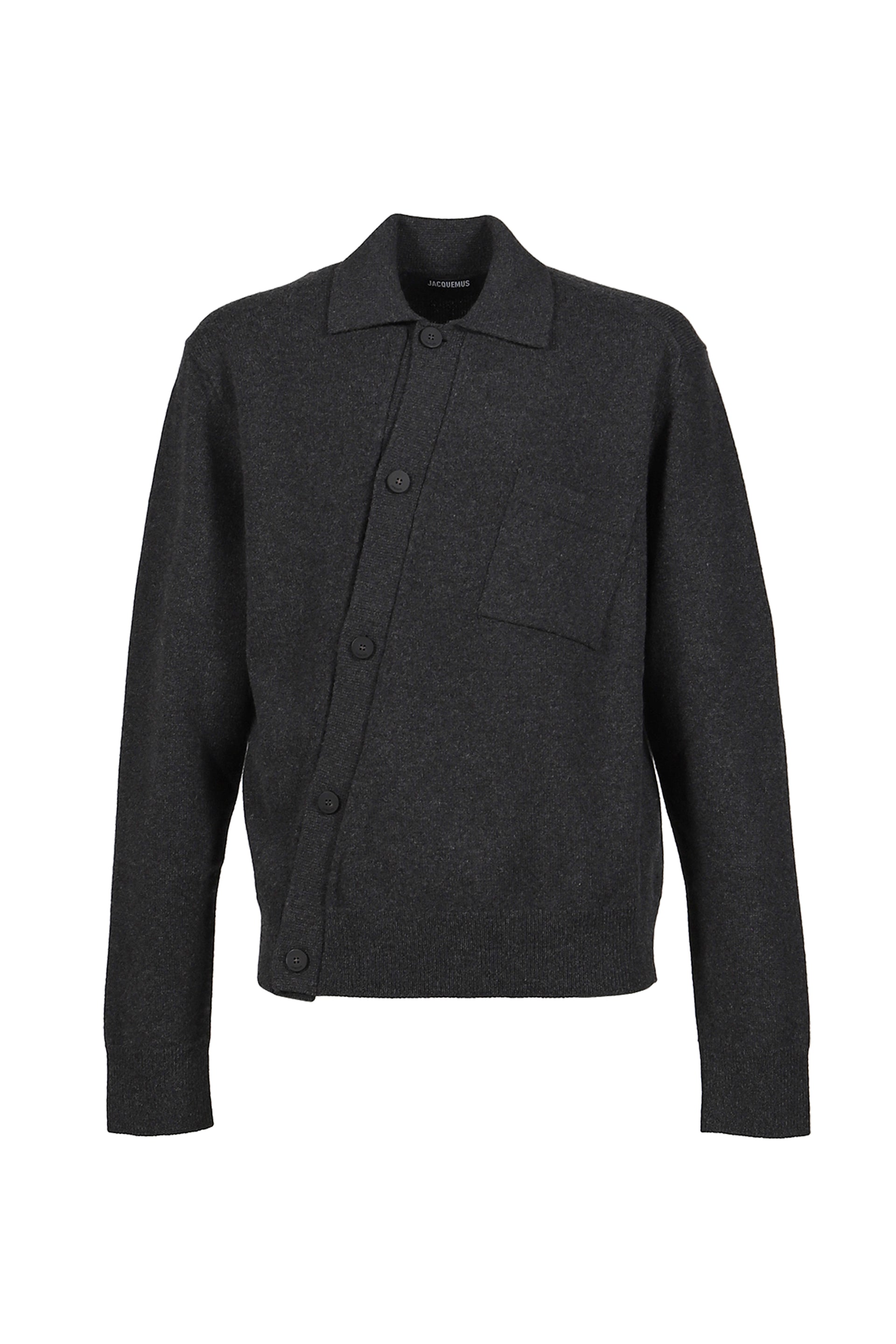 新品 JACQUEMUS 23aw ニットポロ M 芸能人着 シャギー メンズ JACQUEMUS＜ジャックムス＞ ロゴ入りロングスリーブニット